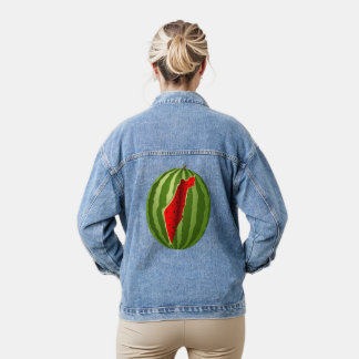 Watermelon Palestine Map Slice Denim Jacket