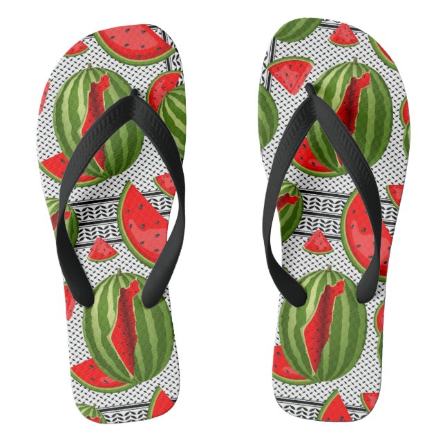 Watermelon Palestine Map Slice Flip Flops (Footbed)