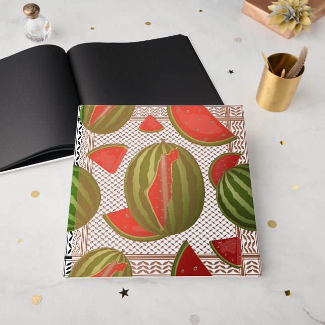 Watermelon Palestine Map Slice Foil Guest Book (Front Open)