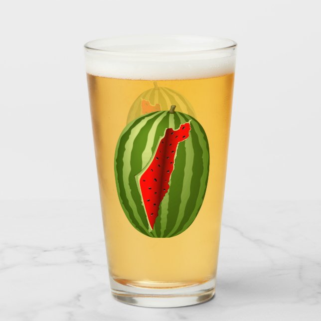 Watermelon Palestine Map Slice Glass (Front Filled)