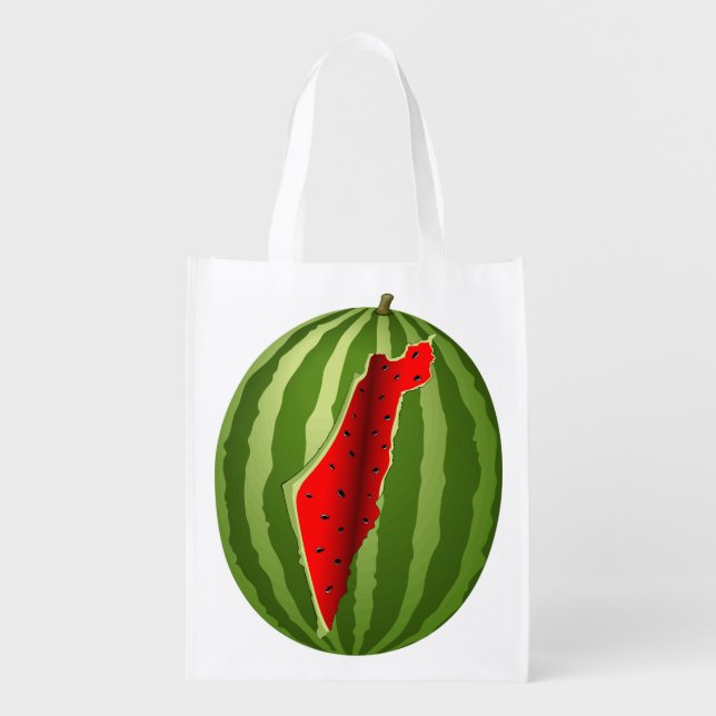 Watermelon Palestine Map Slice Grocery Bag (Front)