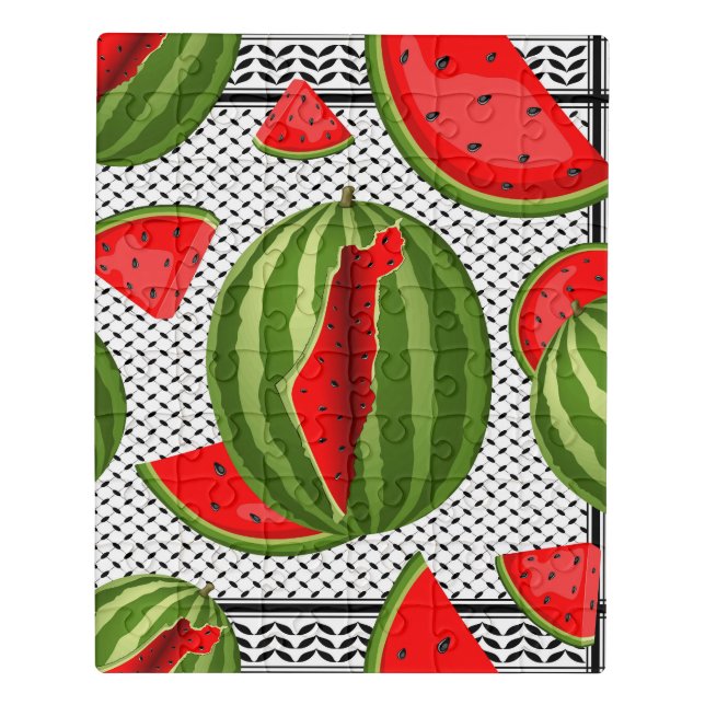 Watermelon Palestine Map Slice Jigsaw Puzzle (Puzzle Vertical)