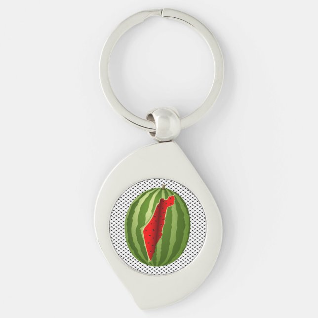 Watermelon Palestine Map Slice Keychain (Front)