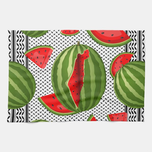Watermelon Palestine Map Slice Kitchen Towel (Horizontal)