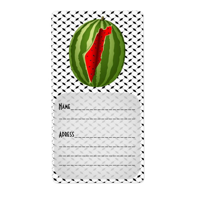Watermelon Palestine Map Slice Label (Front)