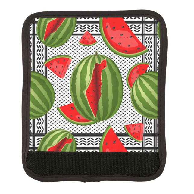 Watermelon Palestine Map Slice Luggage Handle Wrap (Front)