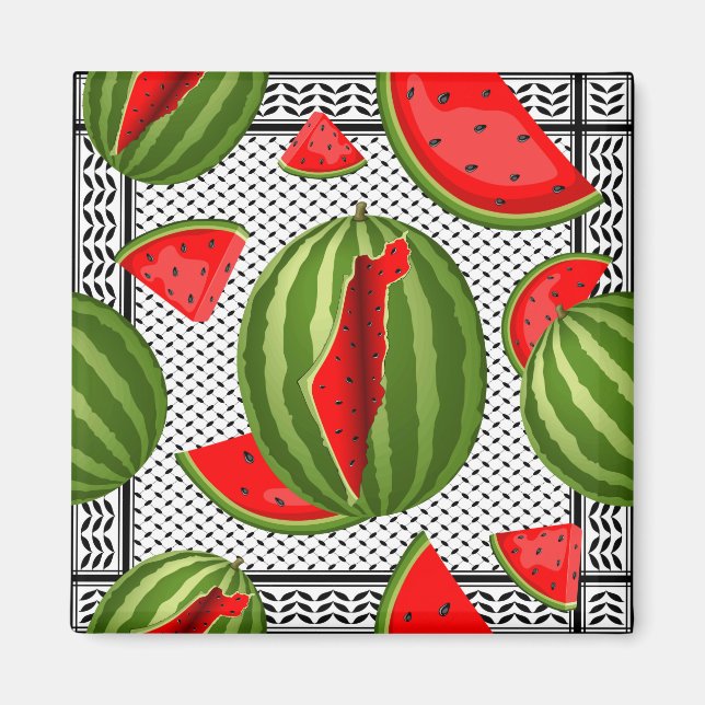 Watermelon Palestine Map Slice Magnet (Front)