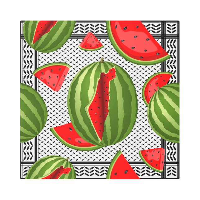 Watermelon Palestine Map Slice Metal Print (Front)