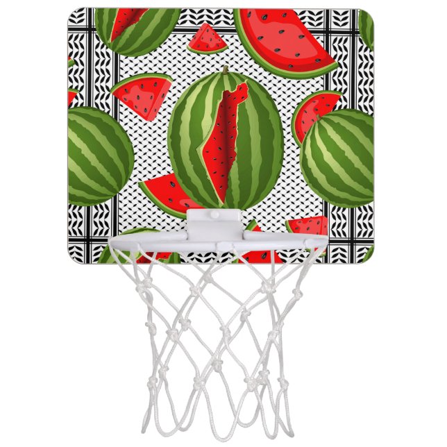 Watermelon Palestine Map Slice Mini Basketball Hoop (Front)