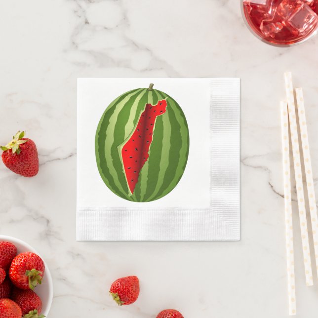 Watermelon Palestine Map Slice Napkins (Insitu)