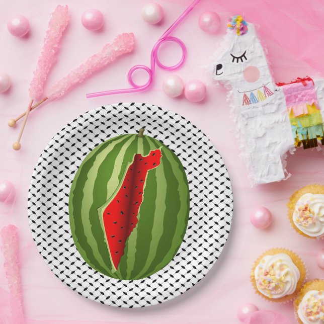 Watermelon Palestine Map Slice Paper Plates (Party)