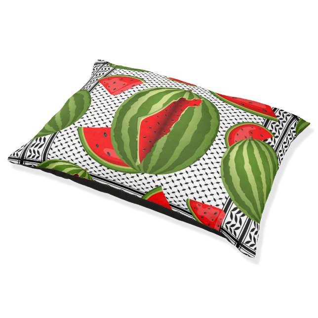 Watermelon Palestine Map Slice Pet Bed (Angled)