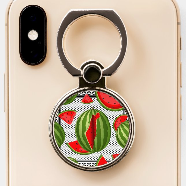 Watermelon Palestine Map Slice Phone Ring Stand (Close Up)