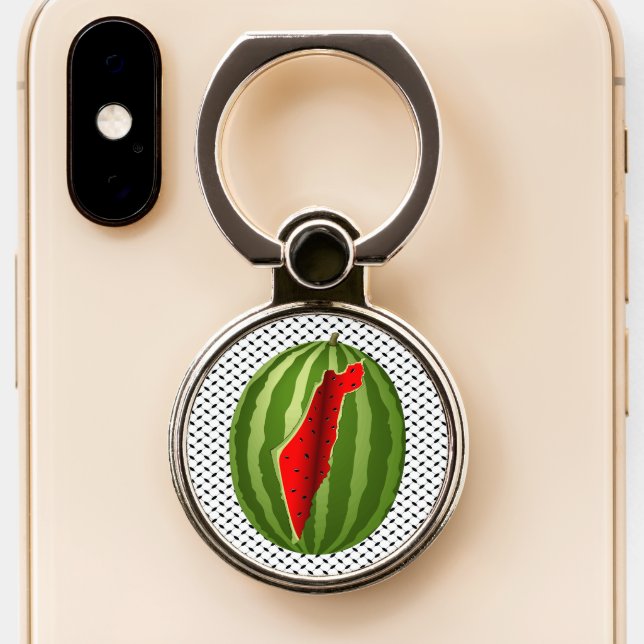 Watermelon Palestine Map Slice Phone Ring Stand (Close Up)