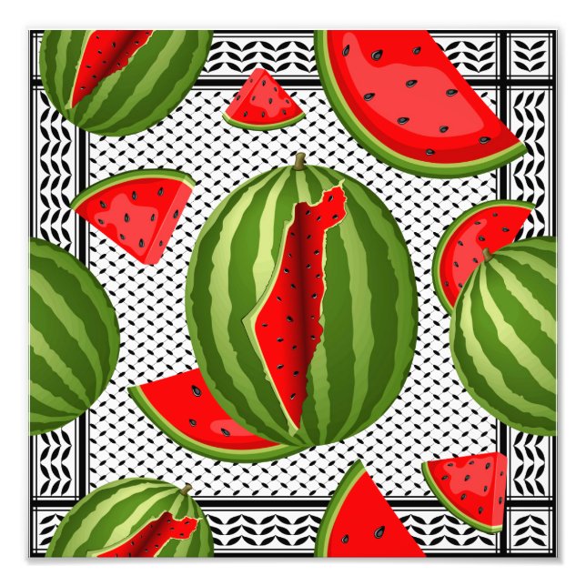 Watermelon Palestine Map Slice Photo Print (Front)