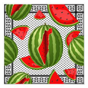Watermelon Palestine Map Slice Photo Print