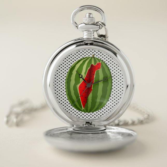 Watermelon Palestine Map Slice Pocket Watch (Inside)