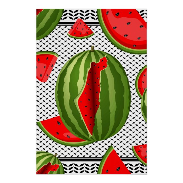 Watermelon Palestine Map Slice Poster (Front)