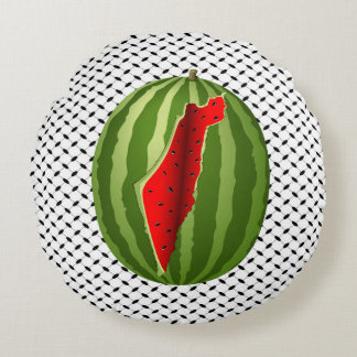 Watermelon Palestine Map Slice Round Pillow
