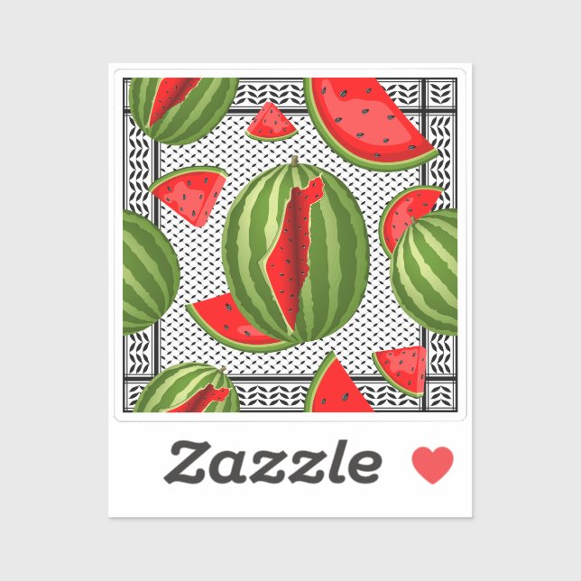 Watermelon Palestine Map Slice Sticker (Sheet)
