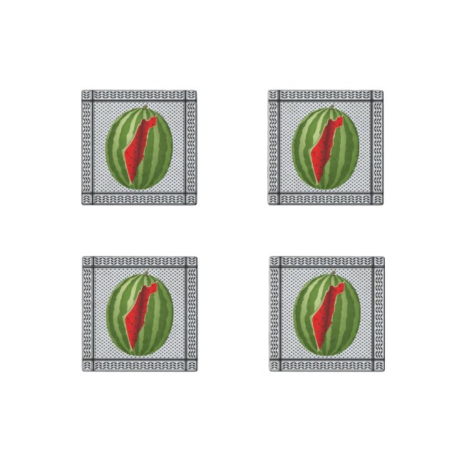 Watermelon Palestine Map Slice Stone Magnet (Front)