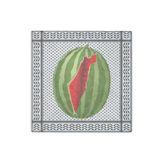 Watermelon Palestine Map Slice Stone Magnet (Front)