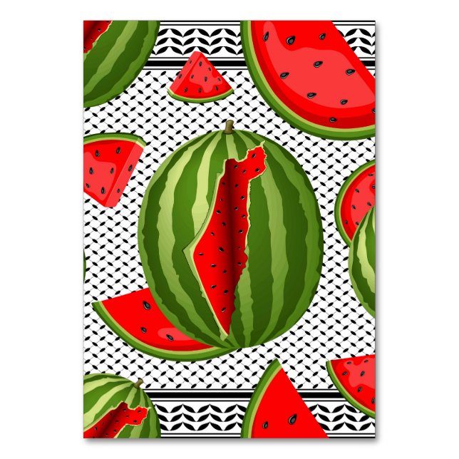 Watermelon Palestine Map Slice Table Number (Front)