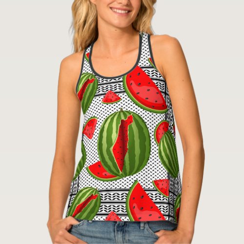 Watermelon Palestine Map Slice Tank Top