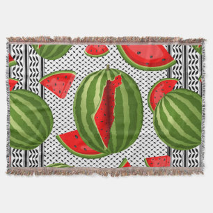 Watermelon Palestine Map Slice Throw Blanket