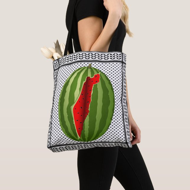 Watermelon Palestine Map Slice Tote Bag (Close Up)