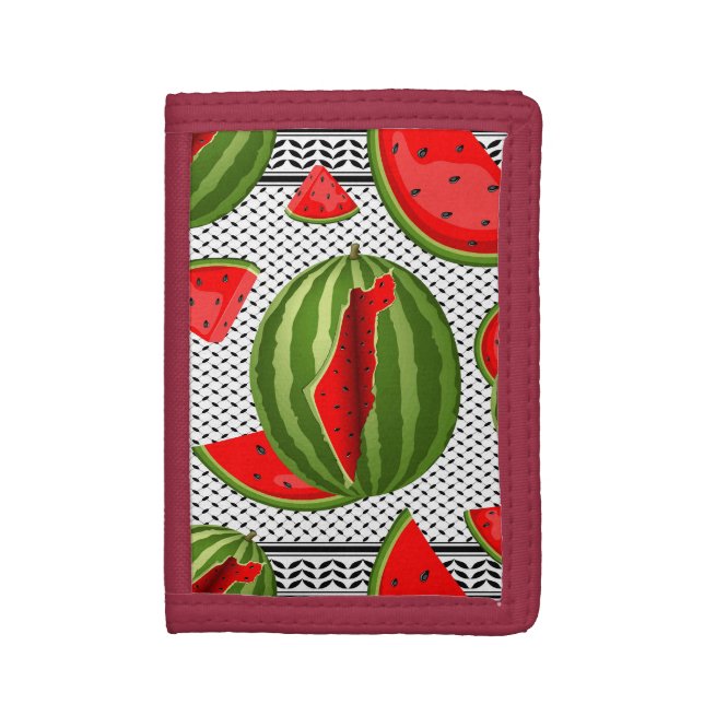Watermelon Palestine Map Slice Tri-fold Wallet (Front Vertical)
