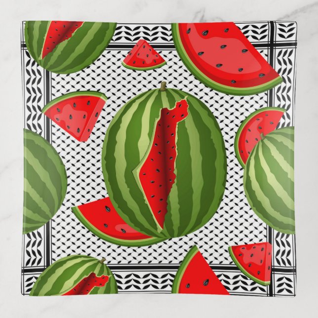 Watermelon Palestine Map Slice Trinket Tray (Front)