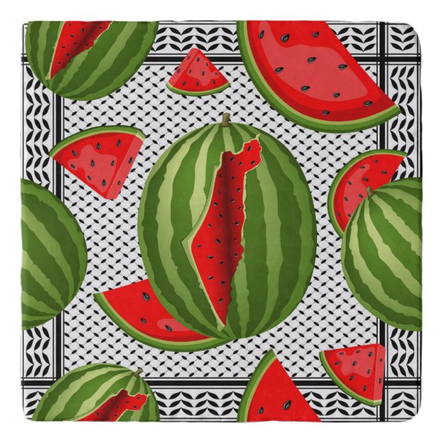 Watermelon Palestine Map Slice Trivet (Front)
