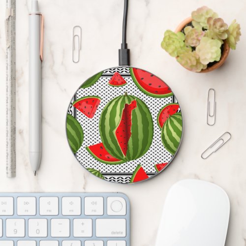 Watermelon Palestine Map Slice Wireless Charger