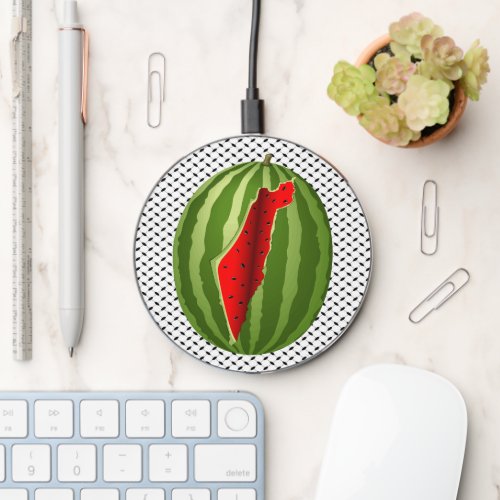 Watermelon Palestine Map Slice Wireless Charger