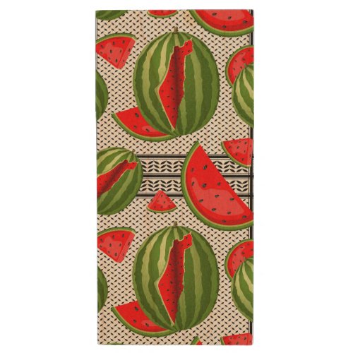 Watermelon Palestine Map Slice Wood Flash Drive