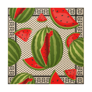 Watermelon Palestine Map Slice Wood Wall Art