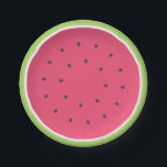 Watermelon Paper Plate<br><div class="desc">watermelon, slice, fruit, food, summer, cute, pink, cartoon, kids, round</div>