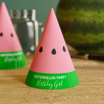 Watermelon Party Birthday Girl Pink Paper Hat by watermelontree at Zazzle