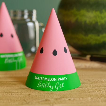 Watermelon Party Birthday Girl Pink Paper Hat