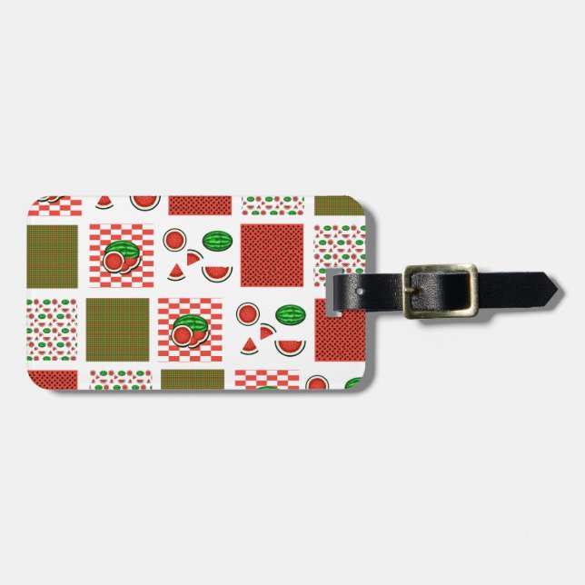 Watermelon Patchwork Luggage Tag (Front Horizontal)