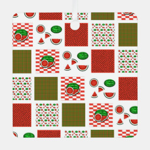 Watermelon Patchwork Metal Ornament