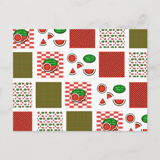Watermelon Patchwork Postcard (Front)