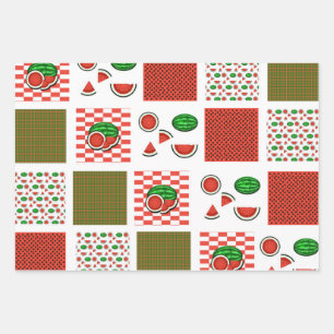 Watermelon Patchwork Wrapping Paper Sheets