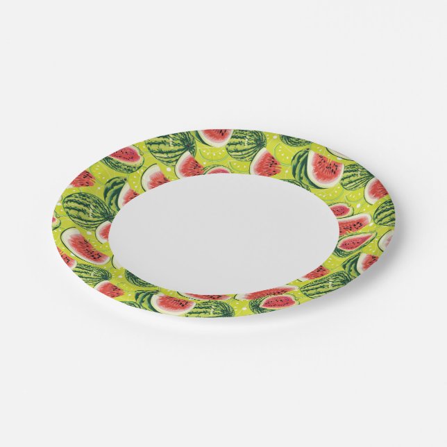 Watermelon Pattern 2 Paper Plates (Angled)