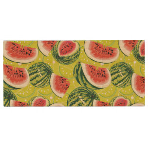 Watermelon Pattern 2 Wood Flash Drive