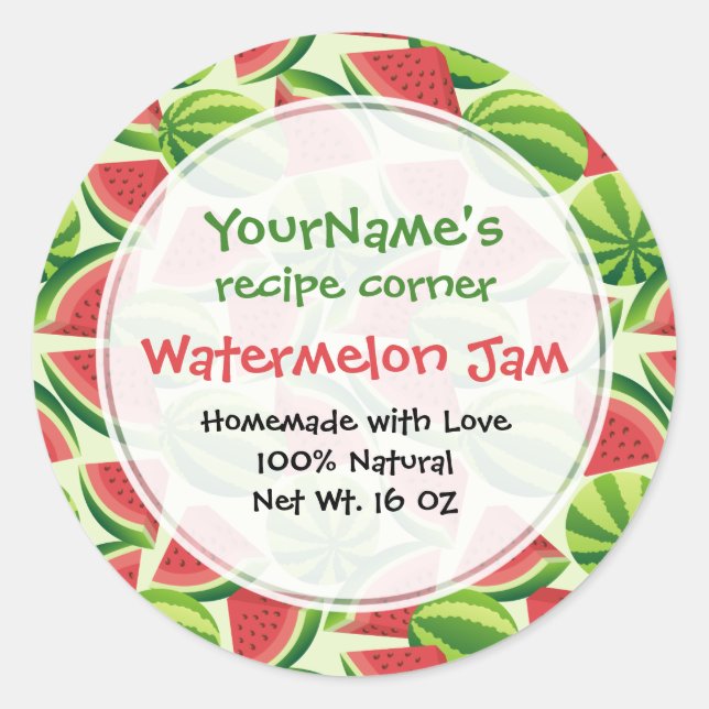 Watermelon Pattern Classic Round Sticker (Front)