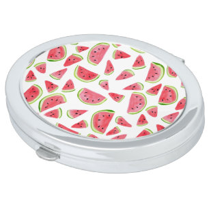 Watermelon pattern compact mirror green and pink