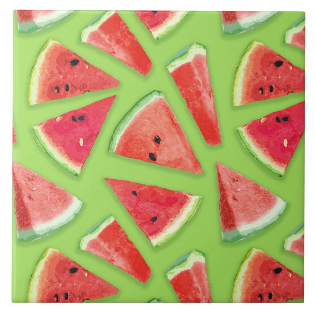 Watermelon Pattern Creation 3 Ceramic Tile (Front)