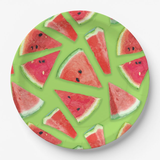 Watermelon Pattern Creation 3 Paper Plates (Front)